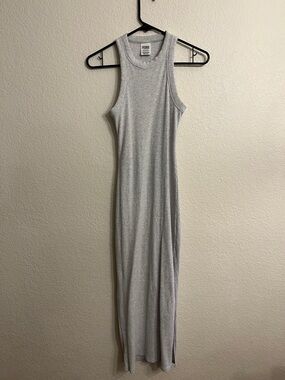 PINK Victoria's Secret Light Gray Ribbed Tank Maxi Dress